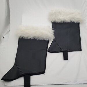 🎅 Step into Christmas Magic: Deluxe Santa Boot Covers Black w/fur